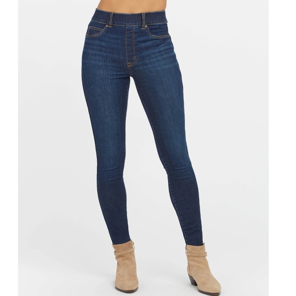 Spanx Ankle Skinny Pull-on High Rise Jeans Jeggings in Midnight Shade NWT